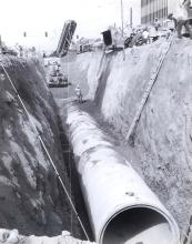Example of traditional stormwater system, an 84” pipe installed down the center of Main Street in Mesa in 1968.